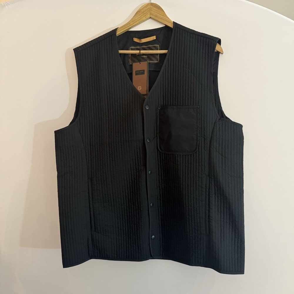Mos Mosh Gallery Morton Quilted Vest Mens XXL Black Snap Utility Waistcoat NWT